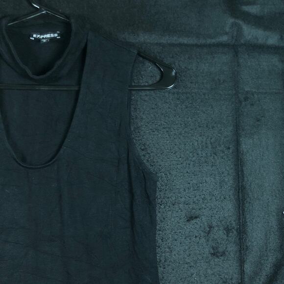 Express Womens Shirt Black Open Key Hole Chest Sleeveless Modal Blend Stretch M - Picture 5 of 12